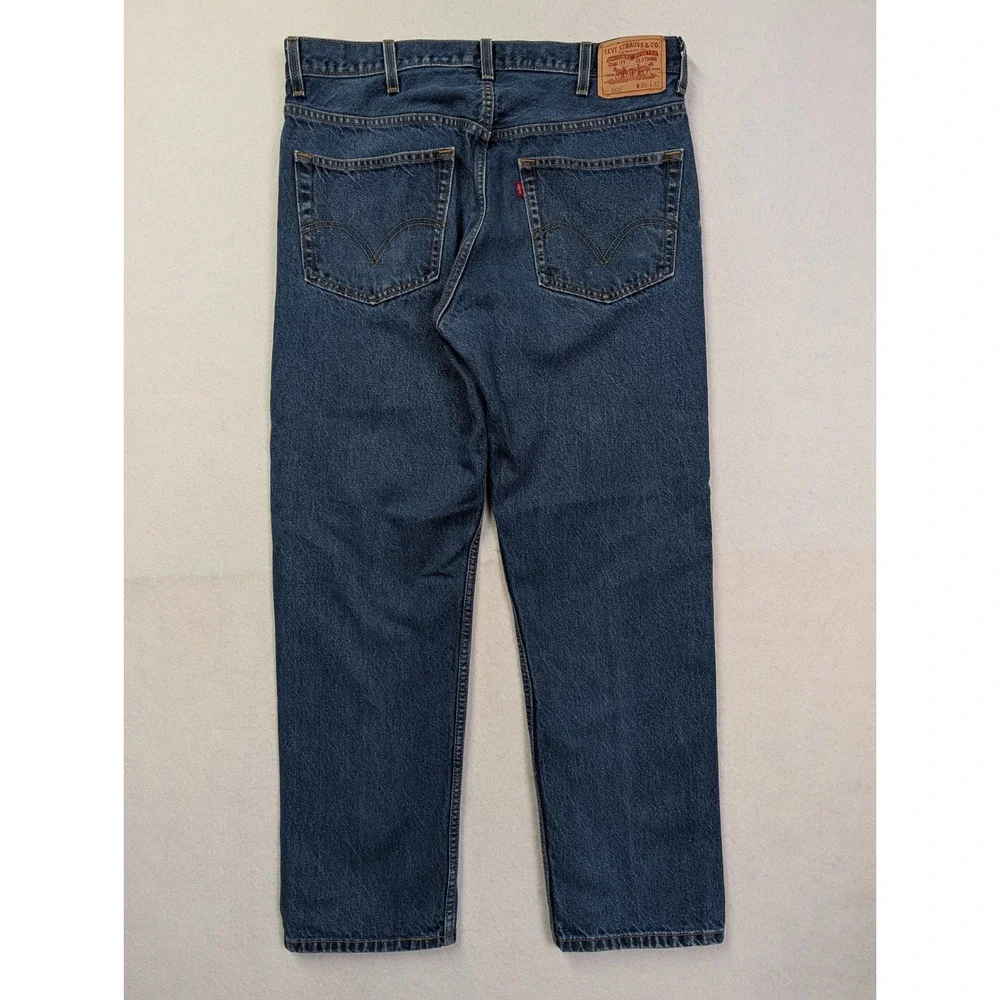 Levis 505 Mens Jeans 38 x 32 Regular Fit Straight Leg Denim Blue